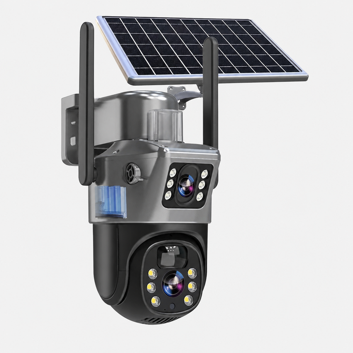 Solar-Überwachungskamera 4K mit Doppelobjektiv – Solvexa
