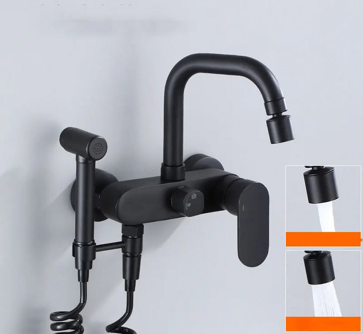 AquaJet Wandarmatur in Schwarz aus Messing