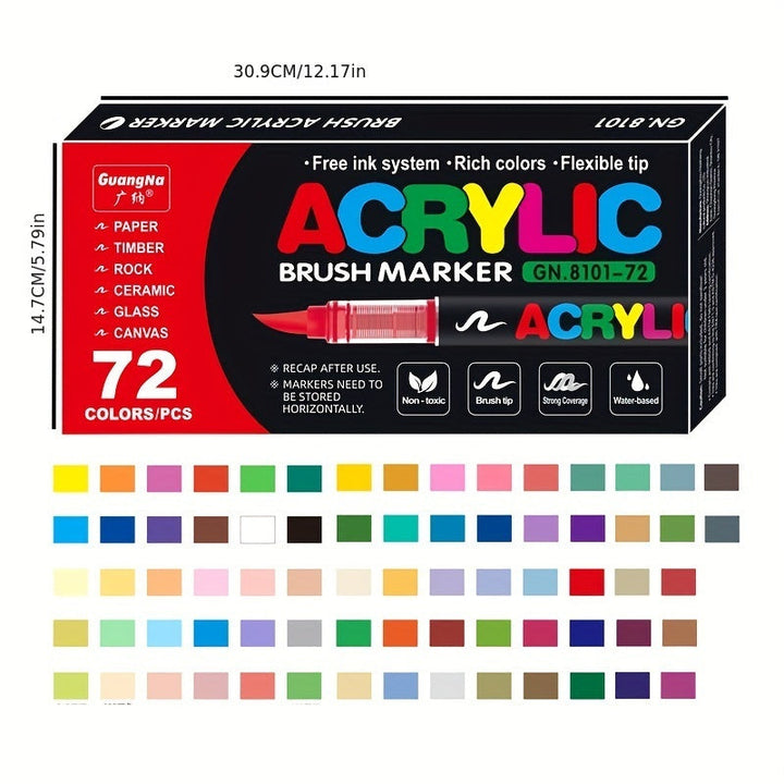 72 Acrylstifte in 72 Farben – Perfekt für kreatives Malen auf verschiedenen Oberflächen