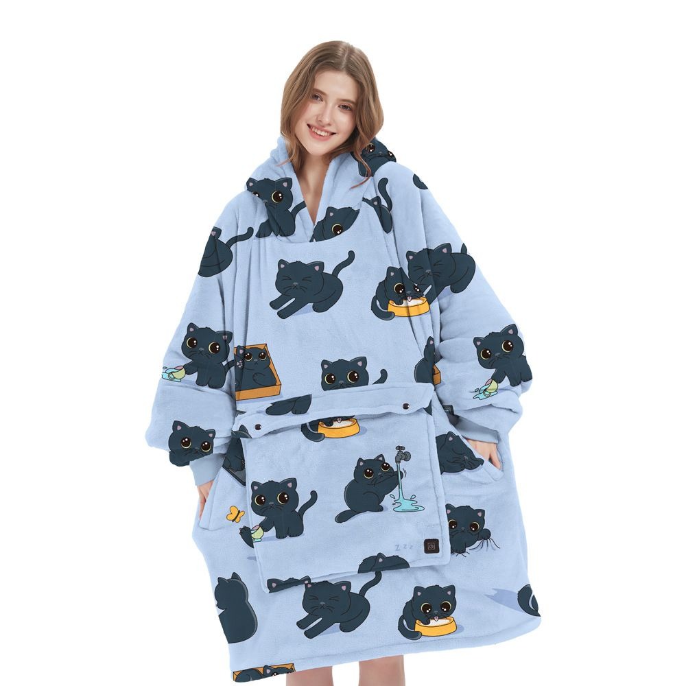 Beheizte Oversize-Hoodie-Decke aus Sherpa mit 3 Stufen