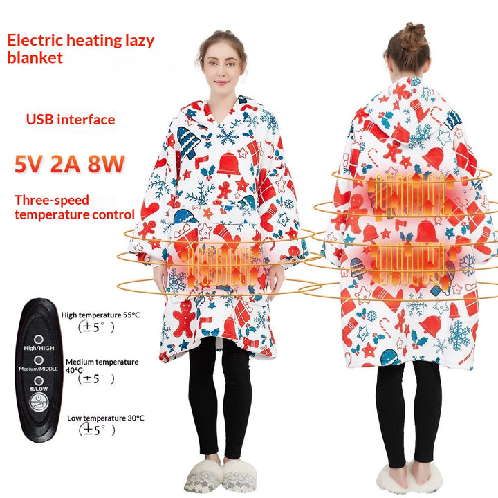 Beheizte Oversize-Hoodie-Decke aus Sherpa mit 3 Stufen