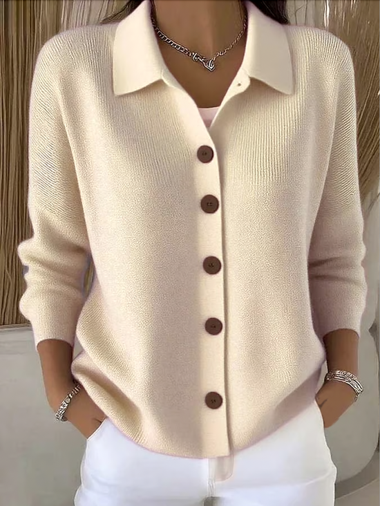 Damen-Strickcardigan mit Knopfleiste und lässigem Kragen