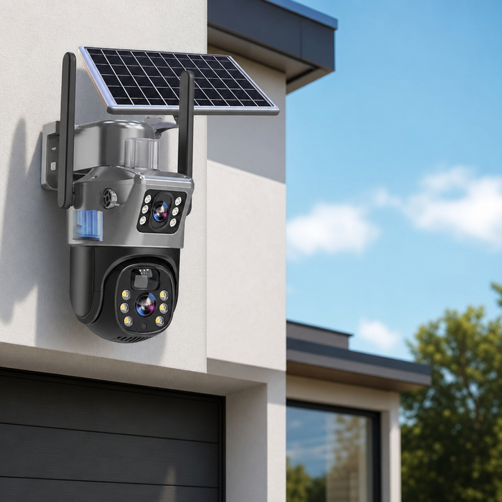 Solar-Überwachungskamera 4K mit Doppelobjektiv – Solvexa