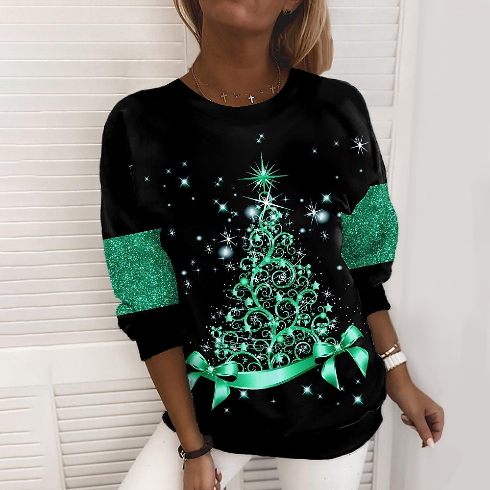Weihnachtssweater mit 3D-Print für Damen – Tannenbaum oder Schneeflocke