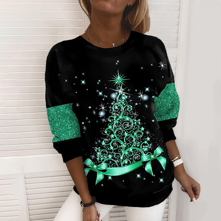 Weihnachtssweater mit 3D-Print für Damen – Tannenbaum oder Schneeflocke