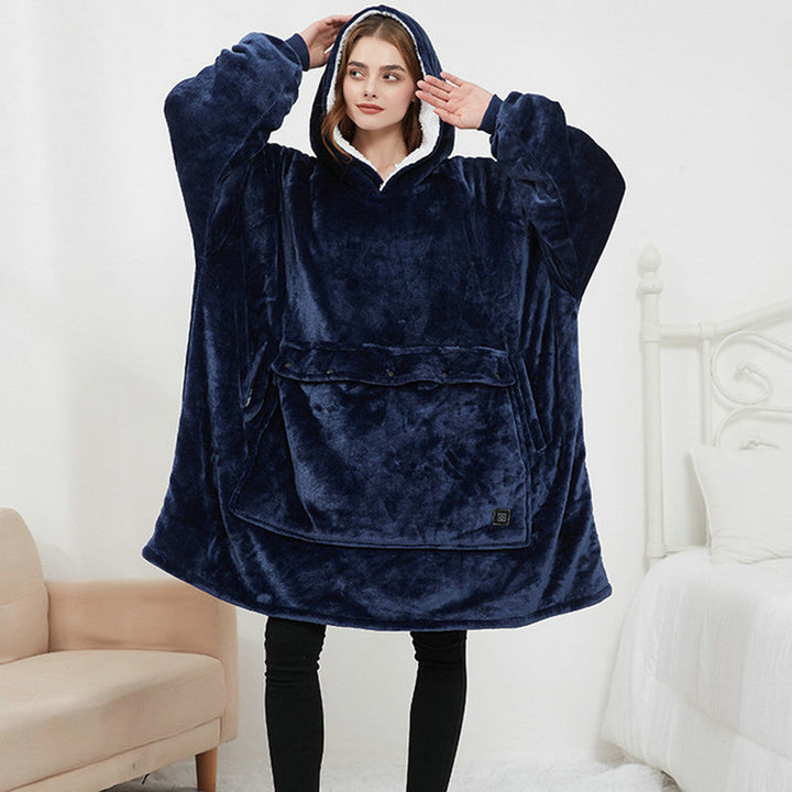 Beheizte Oversize-Hoodie-Decke aus Sherpa mit 3 Stufen