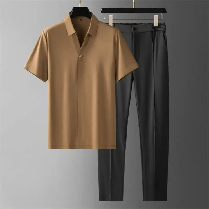 Zweiteiliges Herren-Set mit Polo und Hose für Frühling und Sommer