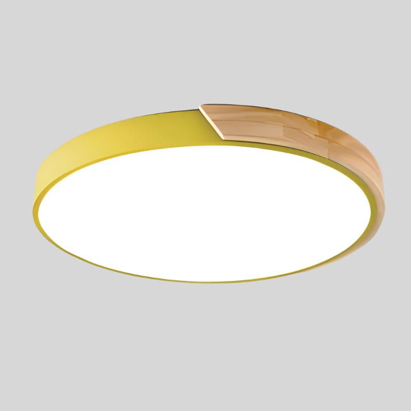 Runde Nordic-Macaron-Deckenlampe aus Holz