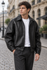 Herren-Lederjacke mit Reißverschluss und Kragen