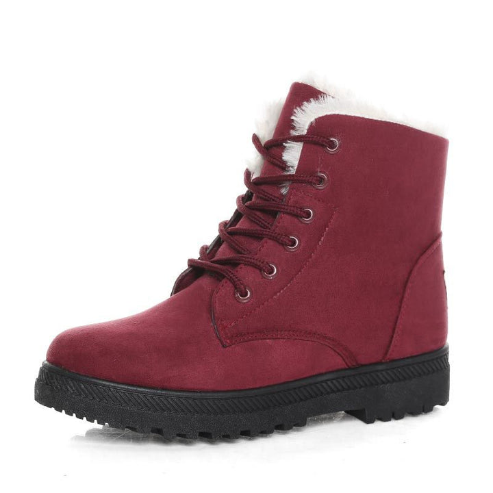 Hohe Schneestiefel für Damen mit Schnürung und warmem Wollfutter