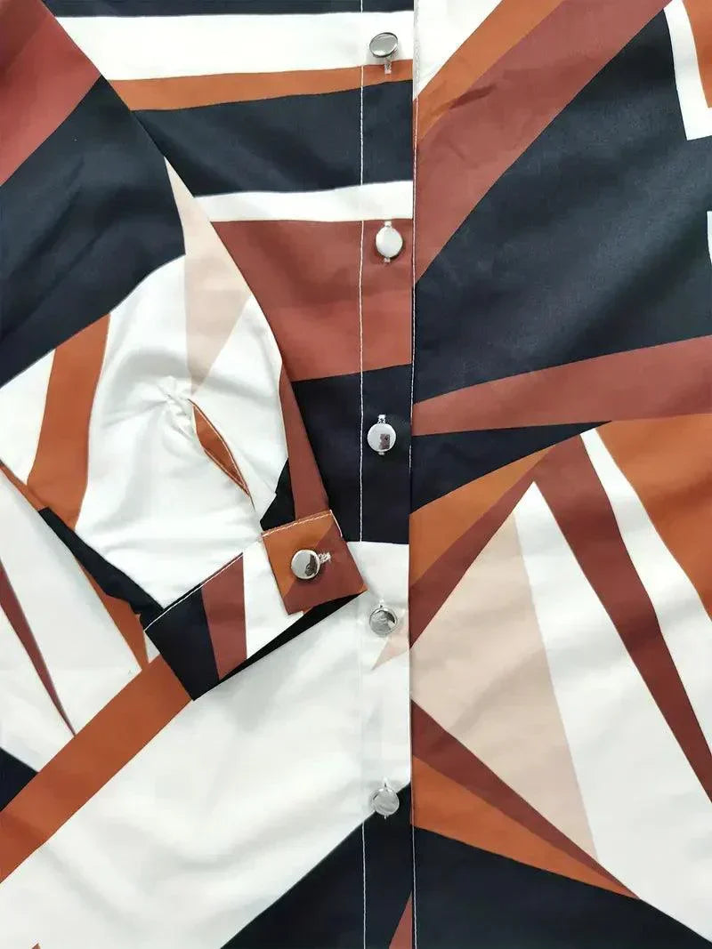 Trendige Damenbluse mit abstraktem Muster und Knopfleiste - Marlene
