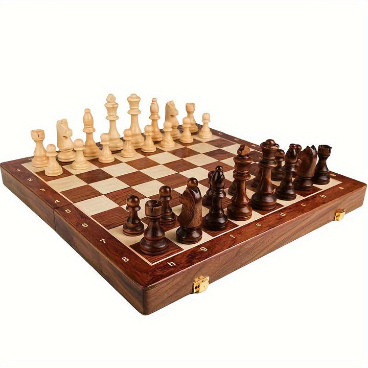 EchelonMaster Schachbrett aus Holz | Handgefertigtes Schachbrett aus Walnussholz mit hochwertigen Spielfiguren