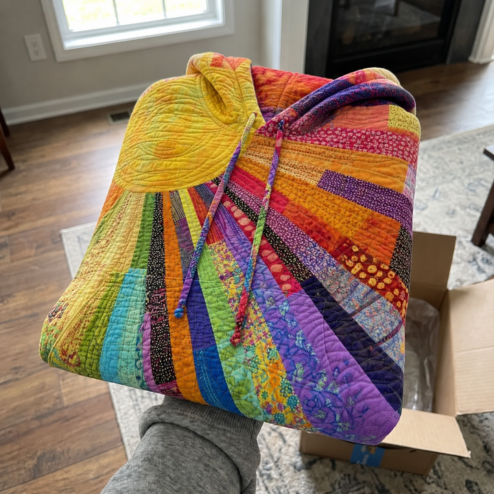 Böhmischer, mehrfarbiger Patchwork-Hoodie für Damen