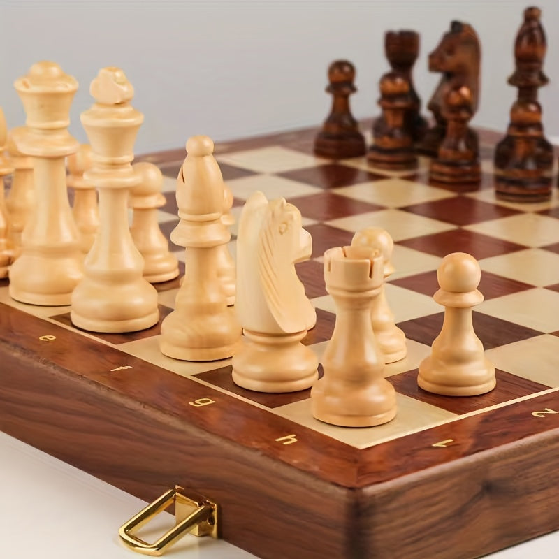 EchelonMaster Schachbrett aus Holz | Handgefertigtes Schachbrett aus Walnussholz mit hochwertigen Spielfiguren