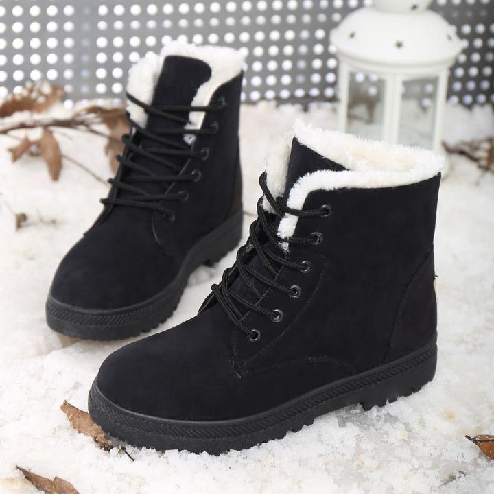 Hohe Schneestiefel für Damen mit Schnürung und warmem Wollfutter