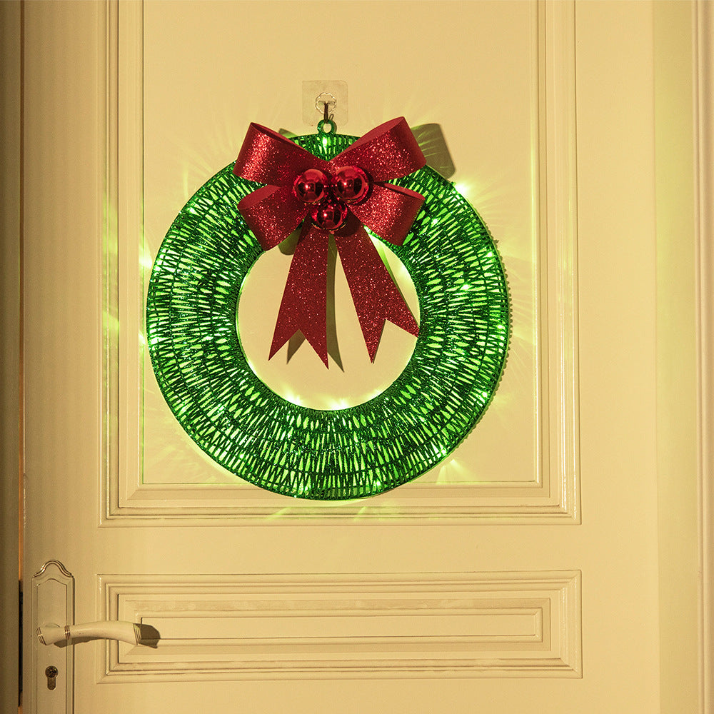 Weihnachtskranz mit Beleuchtung und grosser roter Schleife, 50 cm
