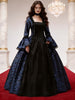 Frauen Gothic Vampir Halloween Kostümkleid mit ausgestellten Ärmeln
