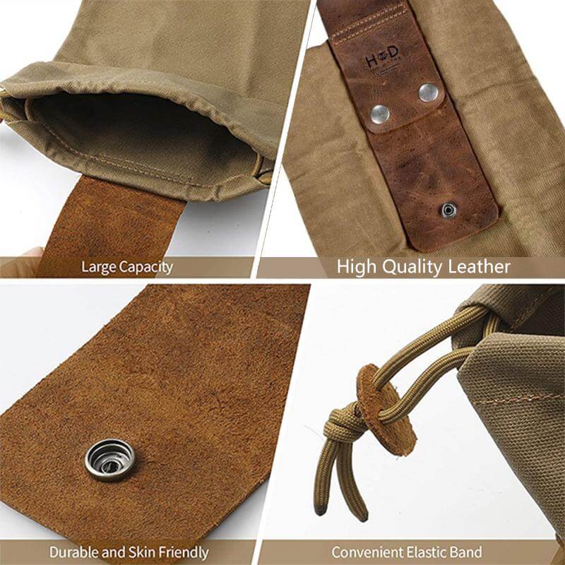 Leder-Waxed-Canvas-Beutel