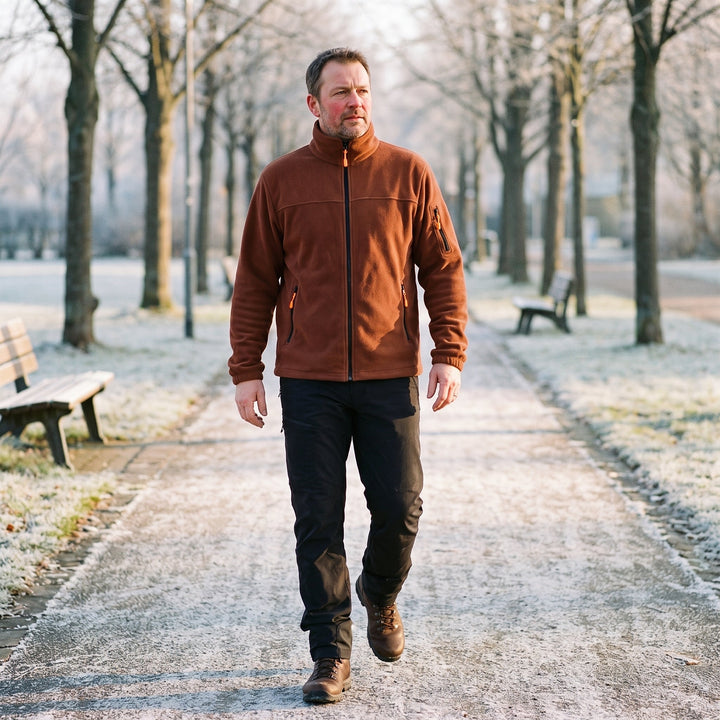 Fleecejacke für Herren mit Stehkragen, winddicht und mit Stretchpassform