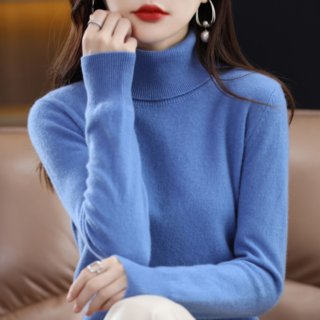 Damen‑Rollkragenpullover aus 100 % Kaschmir – weich, normale Passform