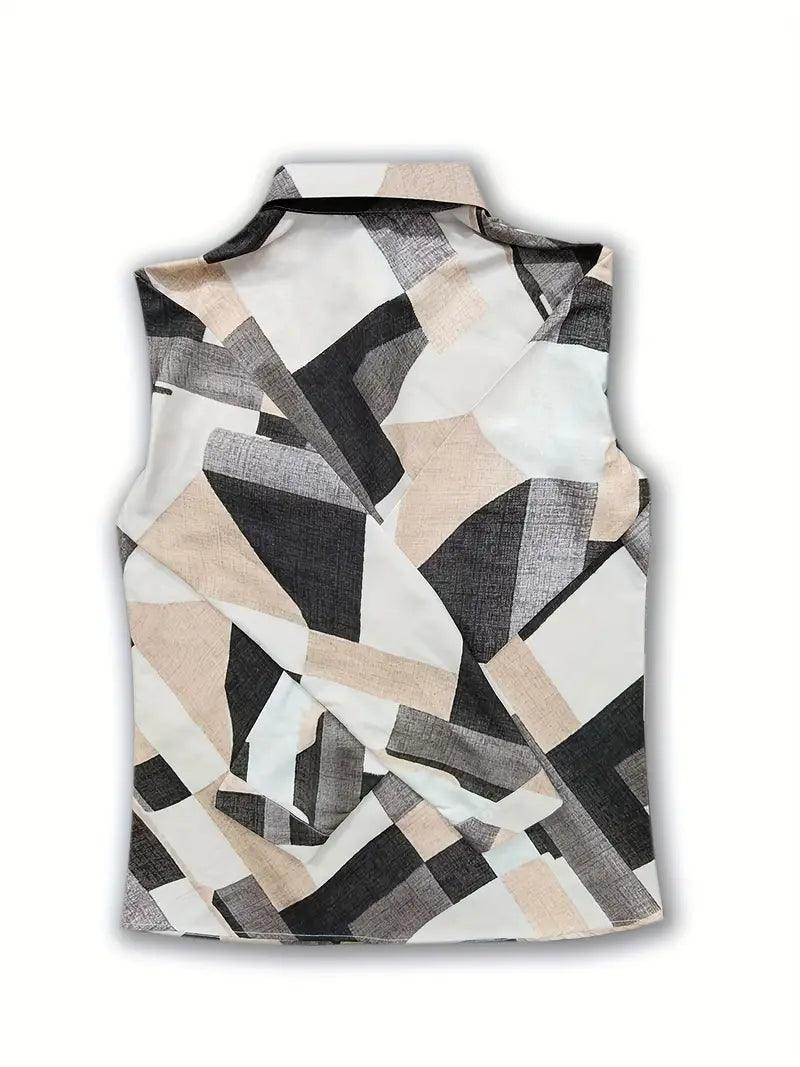 Trendige Damenbluse mit abstraktem Muster und Knopfleiste - Marlene