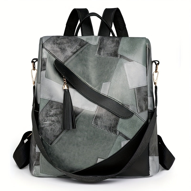 Karierter diebstahlsicherer Rucksack mit mehreren Taschen