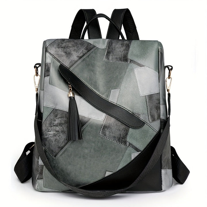 Karierter diebstahlsicherer Rucksack mit mehreren Taschen