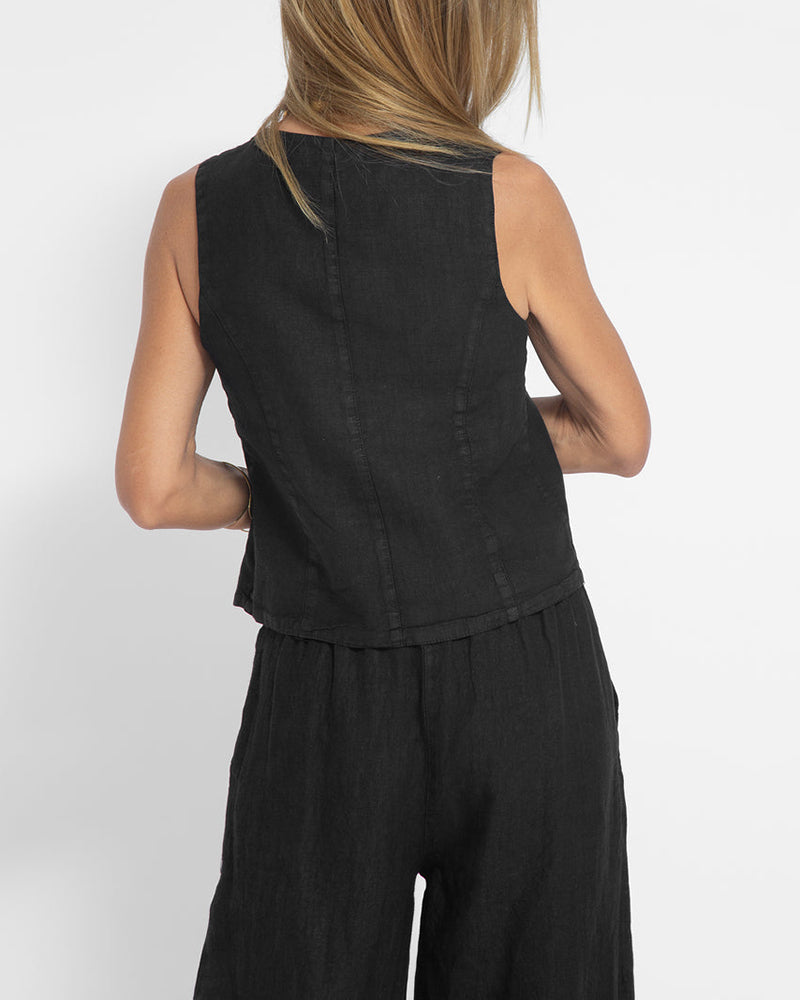 Leinen 2-teiliges Set mit weiter Hose und Weste – Alma