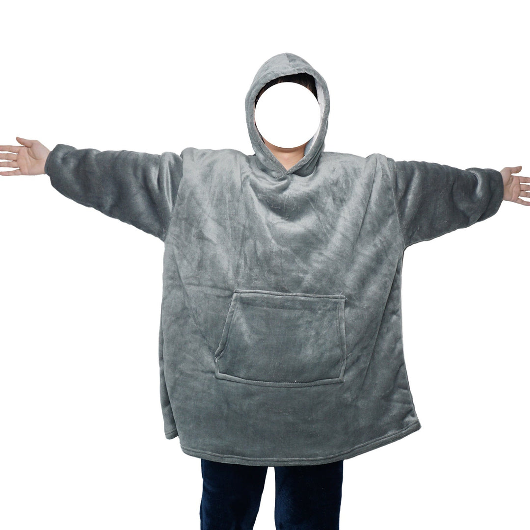 Decken-Hoodie aus Flanell mit Kapuze und Tasche – Einheitsgrösse