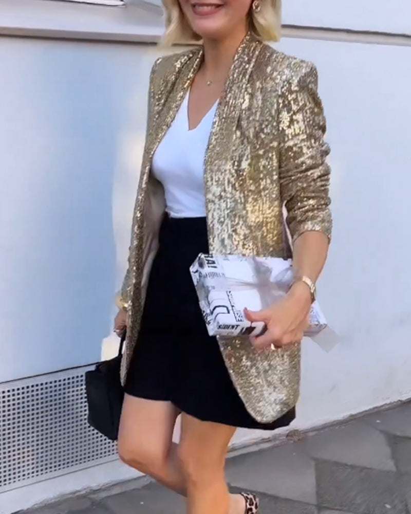 Goldene Glitzerjacke mit Pailletten - Rosamund