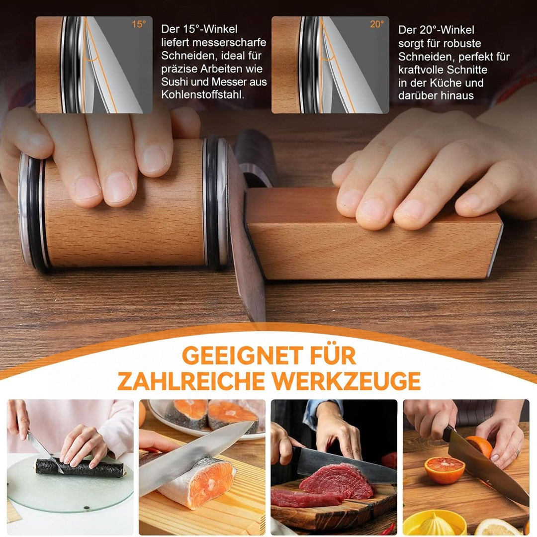 Professioneller Rollmesserschärfer mit diamantbeschichtetem Rad und magnetischer Winkelführung