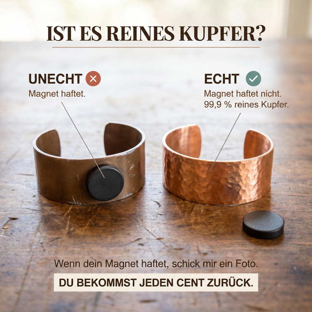 Handgraviertes Feder Kupfer Armband, verstellbare Größe