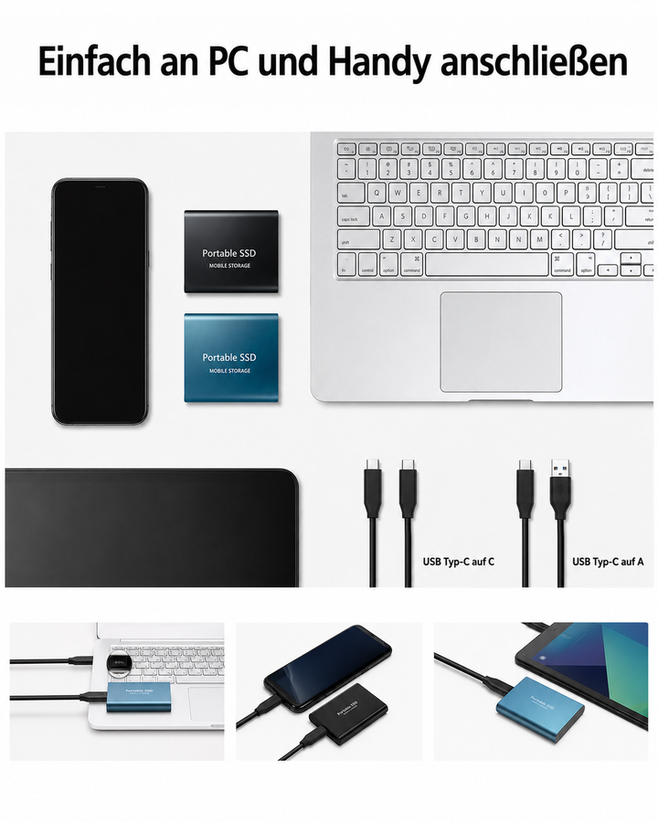 128TB Externe SSD-Festplatte High-Speed tragbarer Speicher