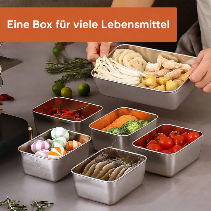 Lebensmittelaufbewahrungsbehälter aus Edelstahl, langlebig und umweltfreundlich