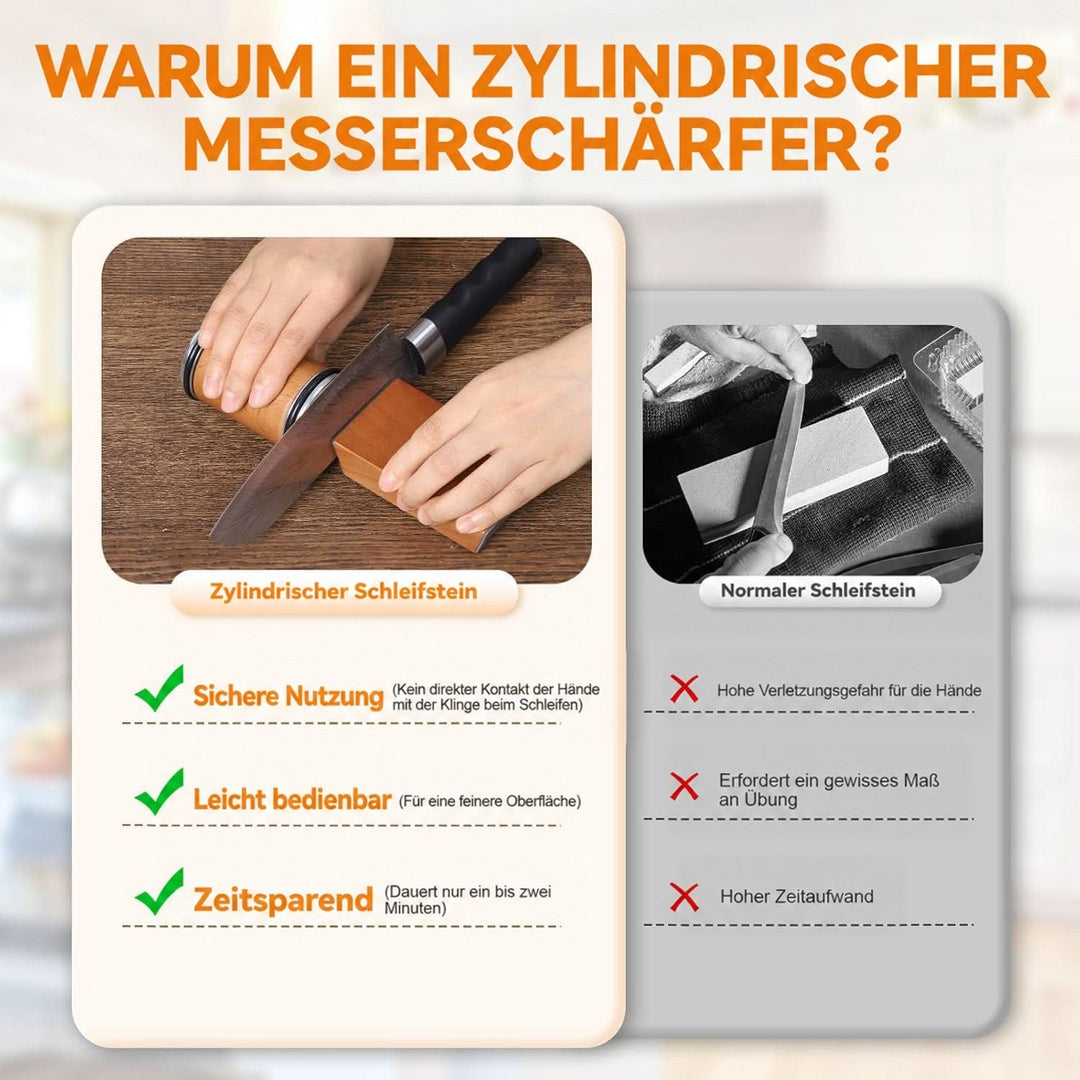Professioneller Rollmesserschärfer mit diamantbeschichtetem Rad und magnetischer Winkelführung