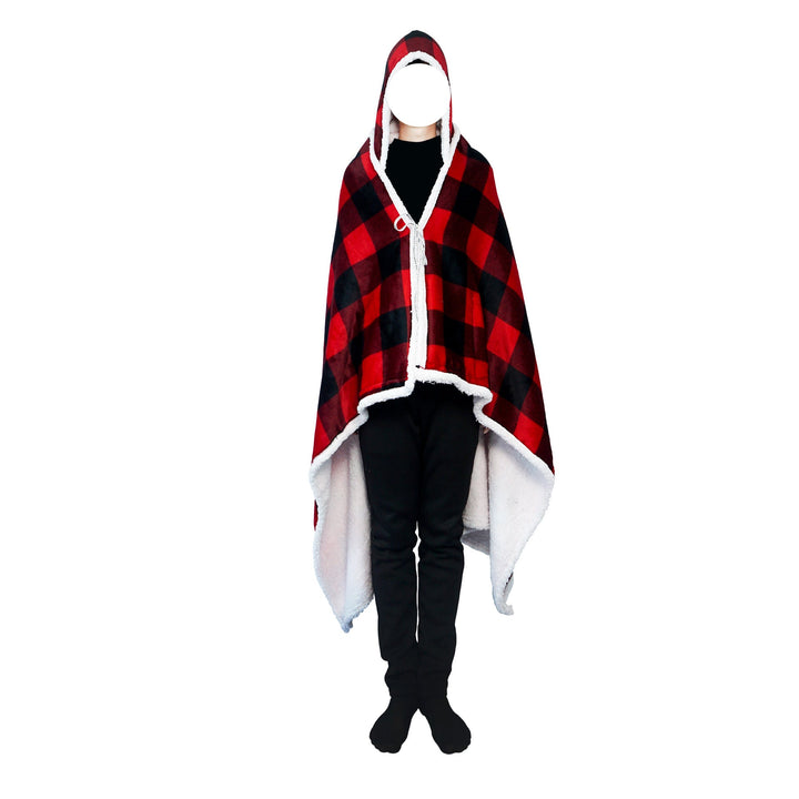 Decken-Hoodie aus Flanell mit Kapuze und Tasche – Einheitsgrösse