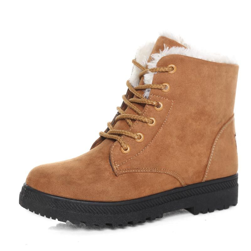 Hohe Schneestiefel für Damen mit Schnürung und warmem Wollfutter