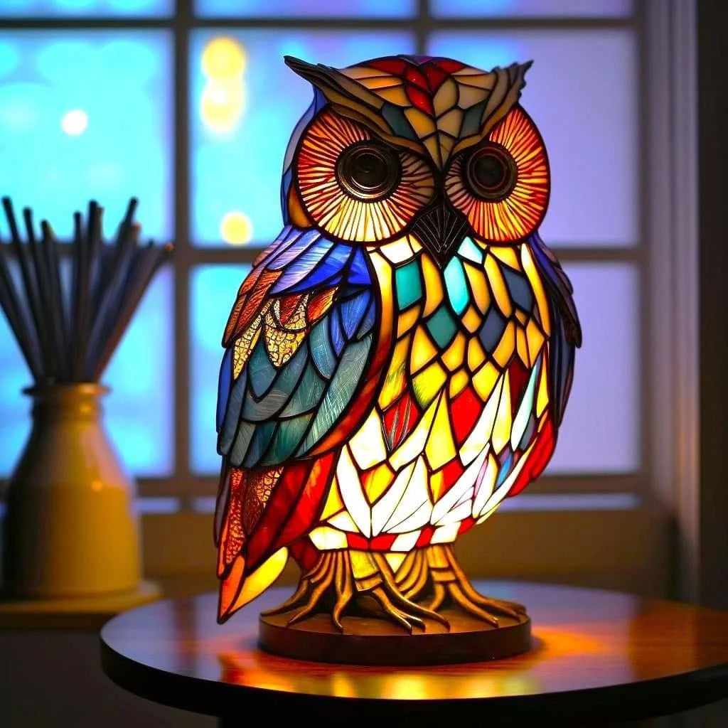 VitraGlow handgefertigtes Glas-Ornament | Elegante Tischlampe aus Harz und Glas mit lebendigen künstlerischen Mustern