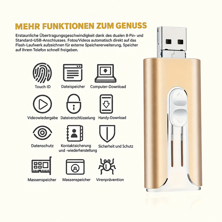 4-in-1-Speicherstick - zusätzlicher Speicherplatz für Ihr Smartphone
