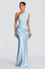 Sidonie einseitig geschultertes, drapiertes Maxikleid aus Satin