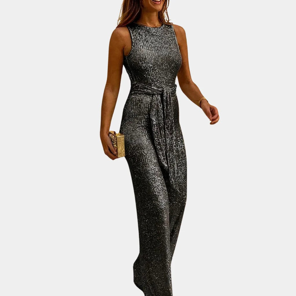 Abend-Overall Damen – Stoff mit feinem Glanz und schmal gefasster Taille — Bild 6