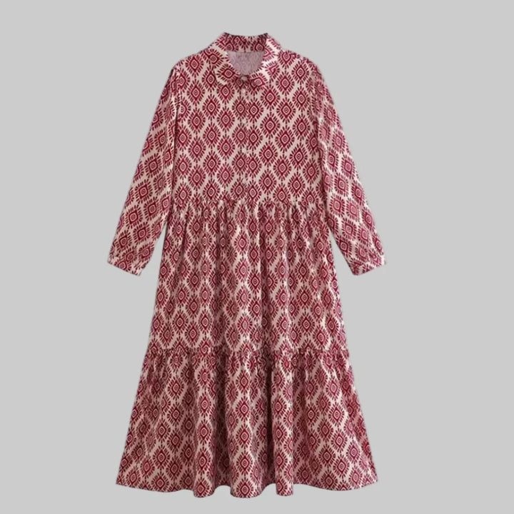 Langärmliges geometrisches Damenkleid