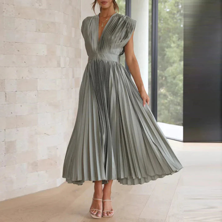 Modernes ärmelloses Damenkleid mit V-Ausschnitt