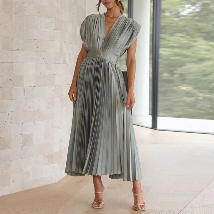 Modernes ärmelloses Damenkleid mit V-Ausschnitt