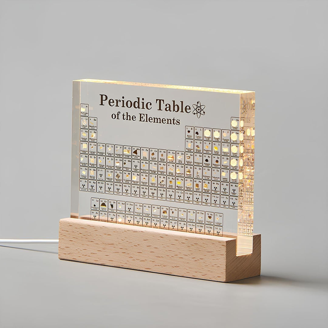 Beleuchtete Periodensystem-Tafel mit echten Elementen - Elementa