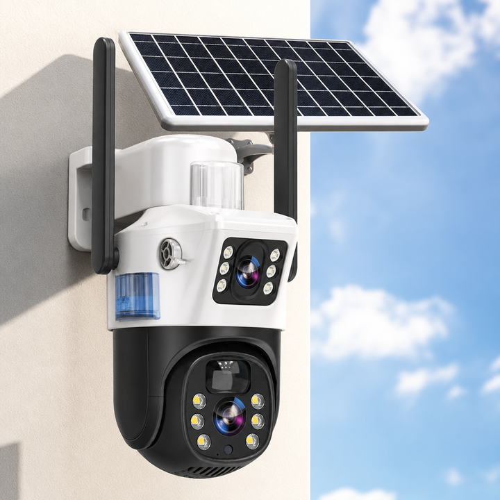 Solar-Überwachungskamera 4K mit Doppelobjektiv – Solvexa