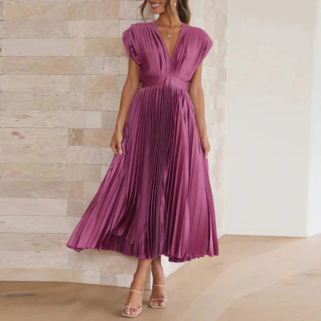 Modernes ärmelloses Damenkleid mit V-Ausschnitt