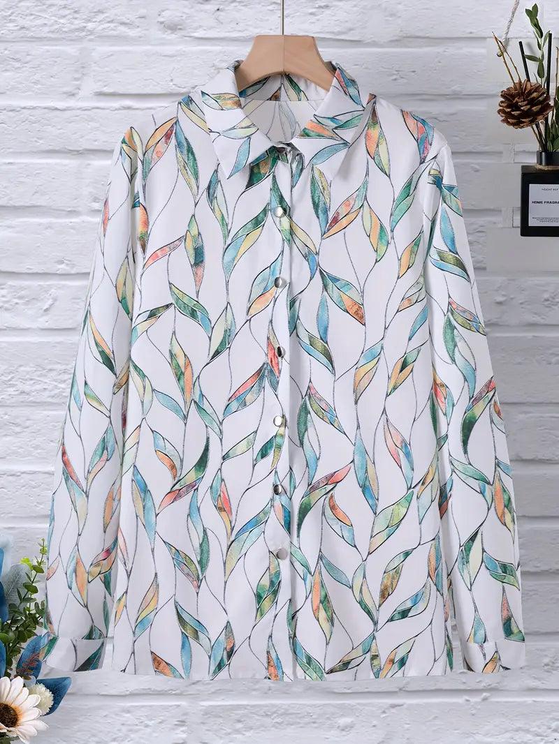Trendige Damenbluse mit abstraktem Muster und Knopfleiste - Marlene