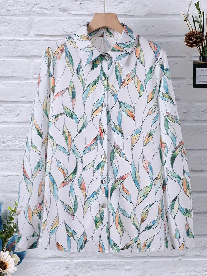 Trendige Damenbluse mit abstraktem Muster und Knopfleiste - Marlene