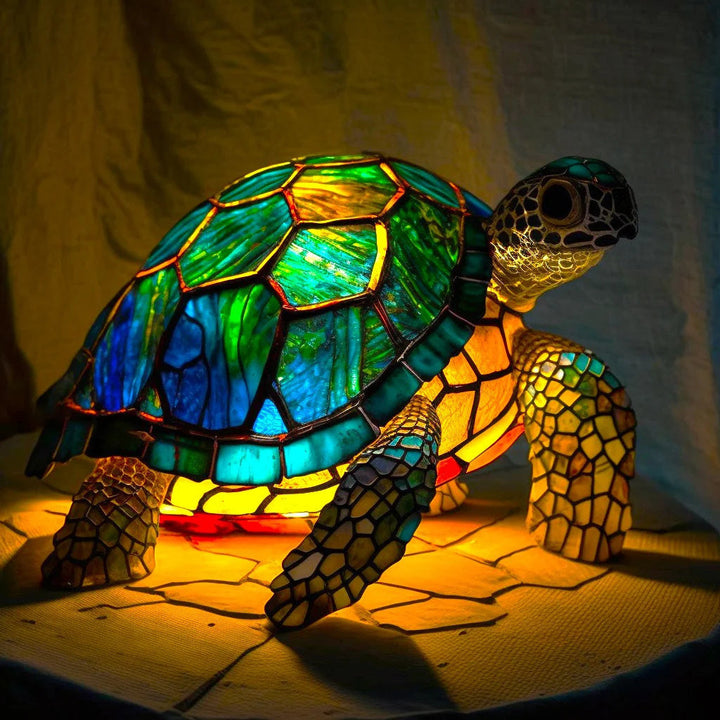 VitraGlow handgefertigtes Glas-Ornament | Elegante Tischlampe aus Harz und Glas mit lebendigen künstlerischen Mustern